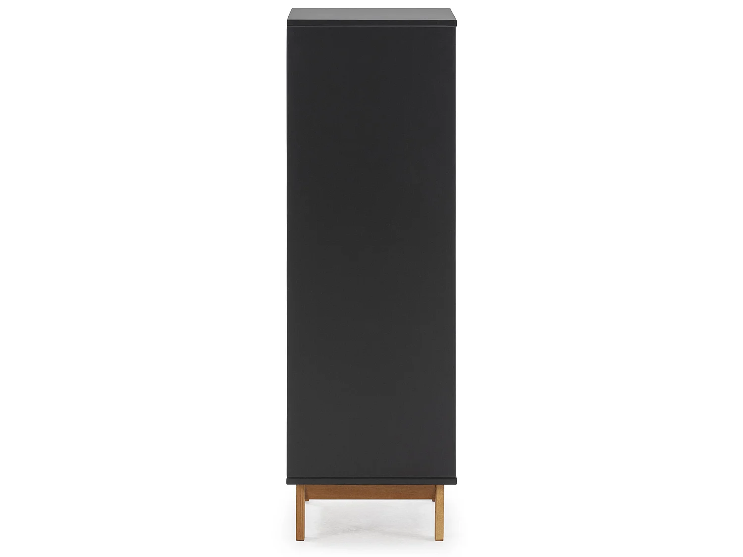 Chifonnier Miranda avec 5 tirois en Couleur Anthracite, Pieds en Bois Naturel