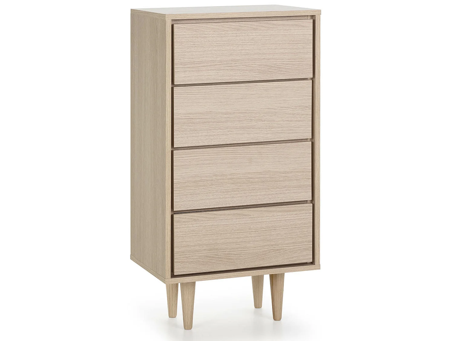 Chiffonnier Denia 4 tiroirs Chêne/Chêne, 45 cm Largeur