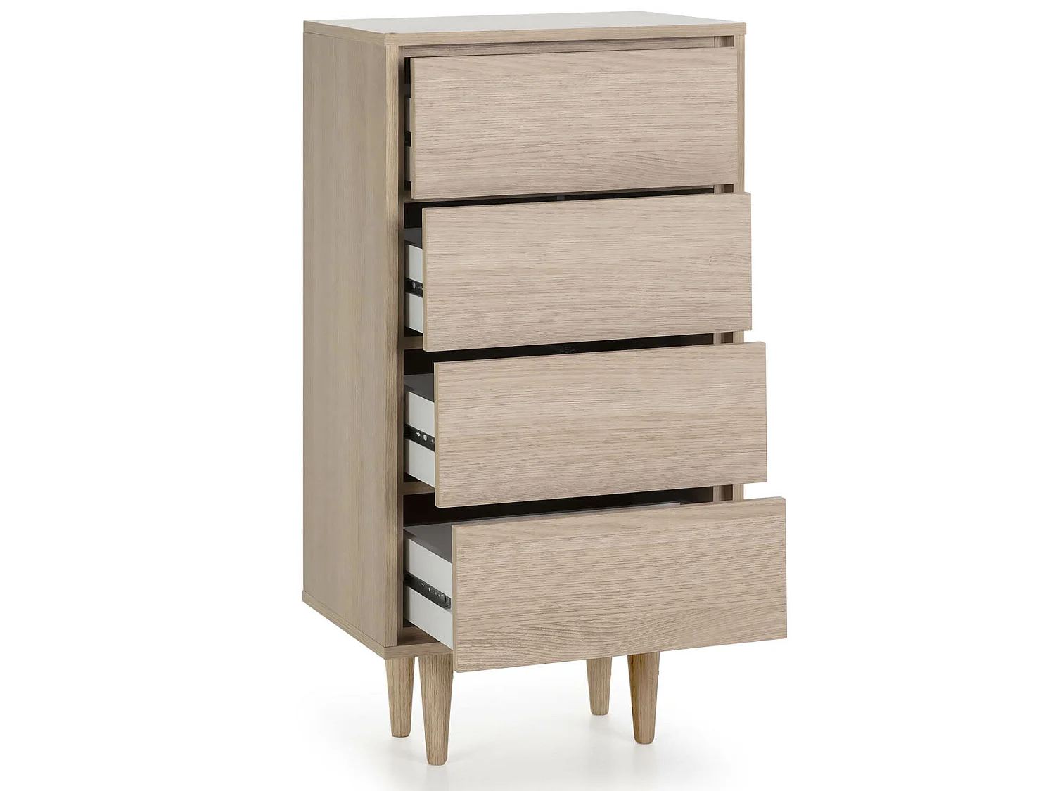 Chiffonnier Denia 4 tiroirs Chêne/Chêne, 45 cm Largeur