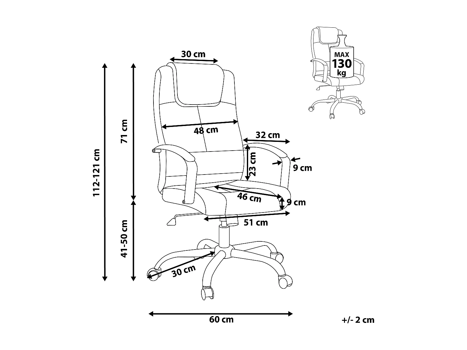 Cadeira executiva WINNER Pele sintética Creme claro