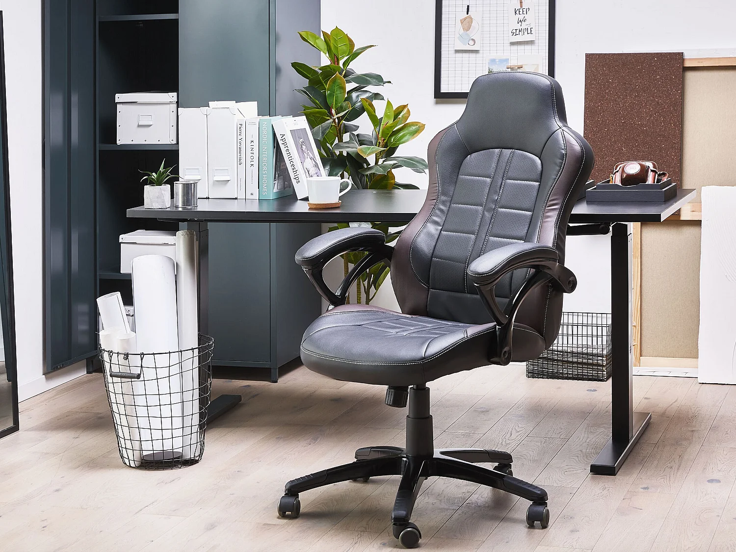 Fauteuil gamer noir marron foncé PRINCE