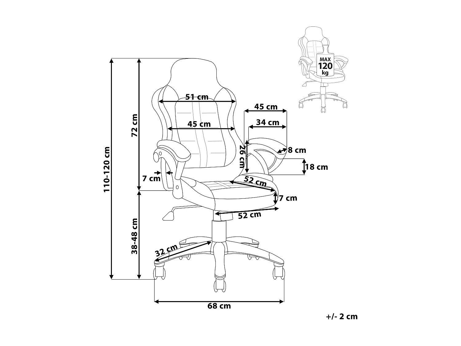 Fauteuil gamer noir marron foncé PRINCE
