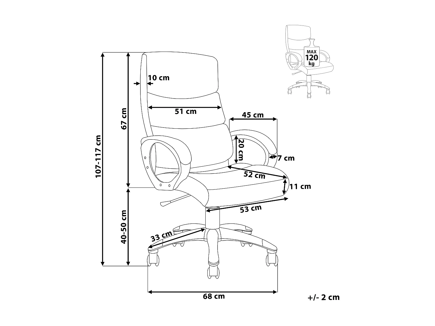 Bureaustoel leer zwart KING