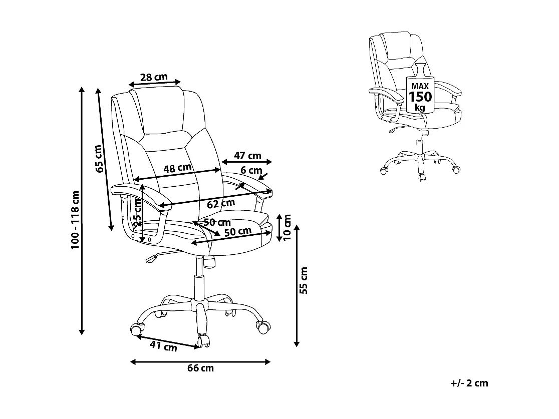 Bürostuhl in Beige aus Kunstleder und Metall Schreibtischstuhl Advance