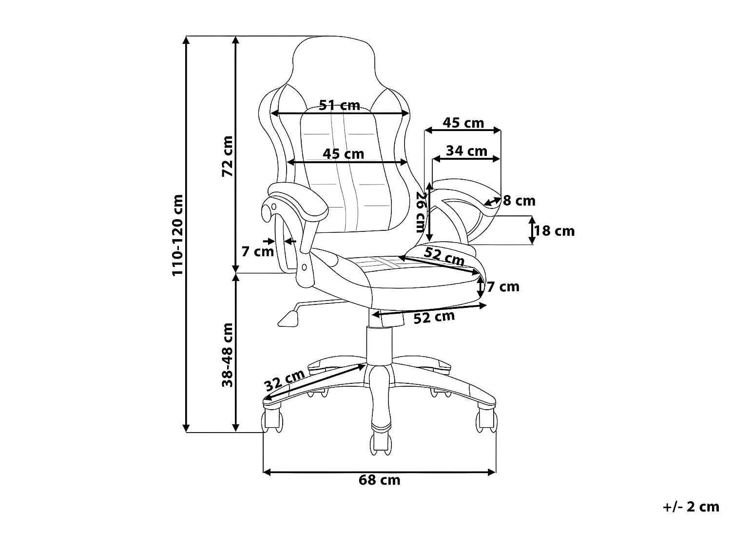 Bürostuhl schwarz / hellbraun höhenverstellbar PRINCE