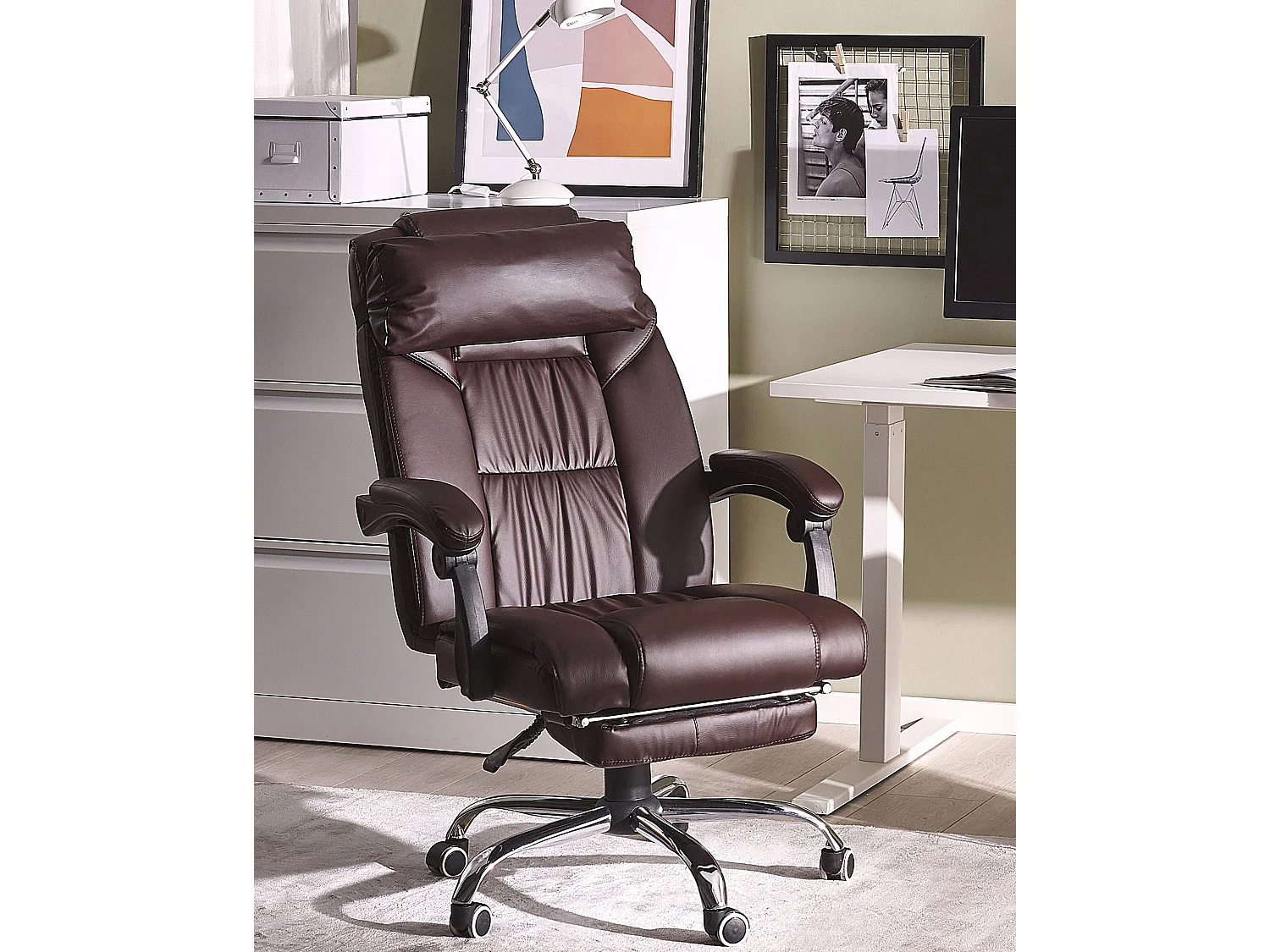 Chefsessel Kunstleder Dunkelbraun LUXURY