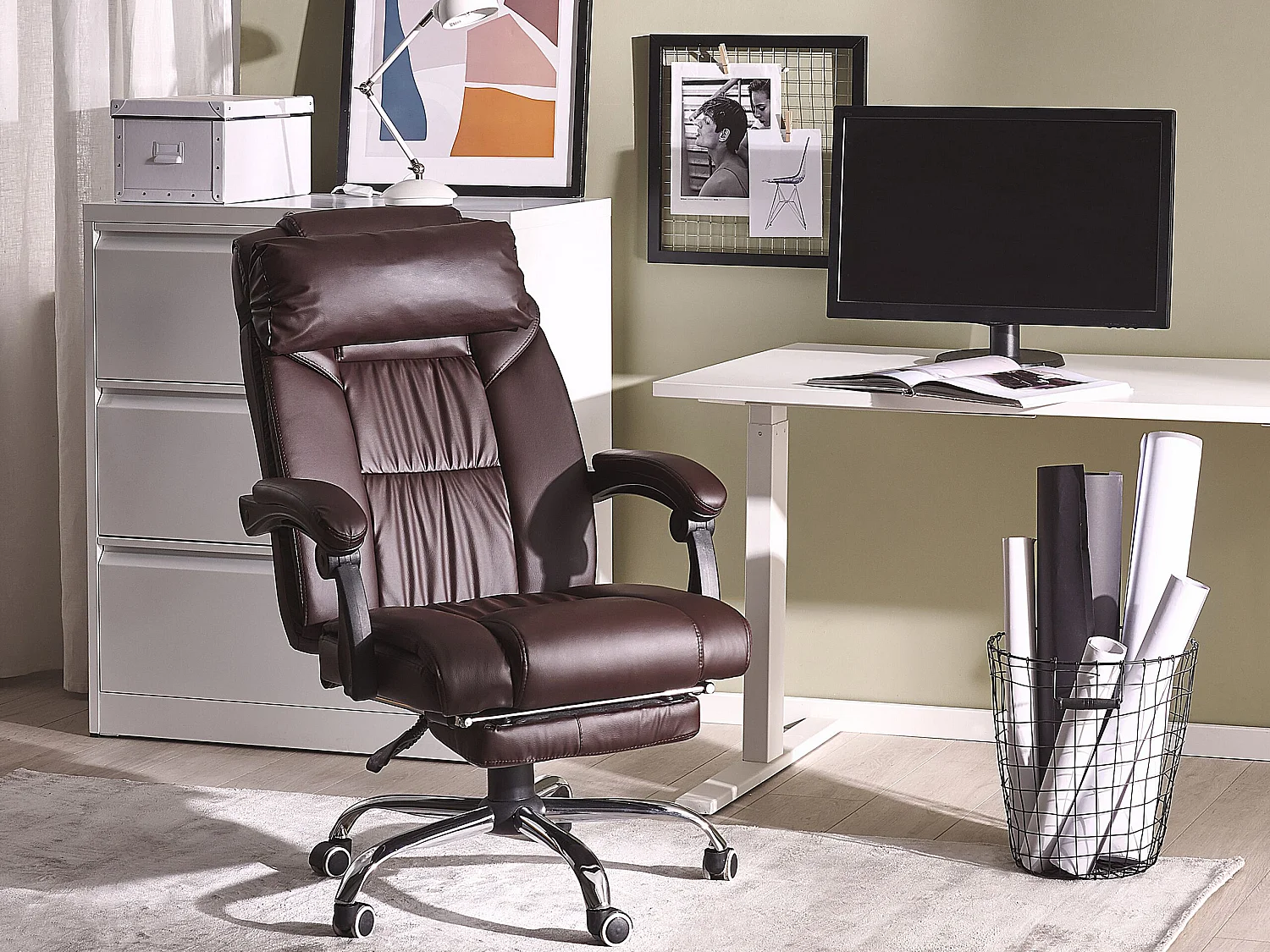 Fauteuil de bureau Cuir PU Marron foncé LUXURY