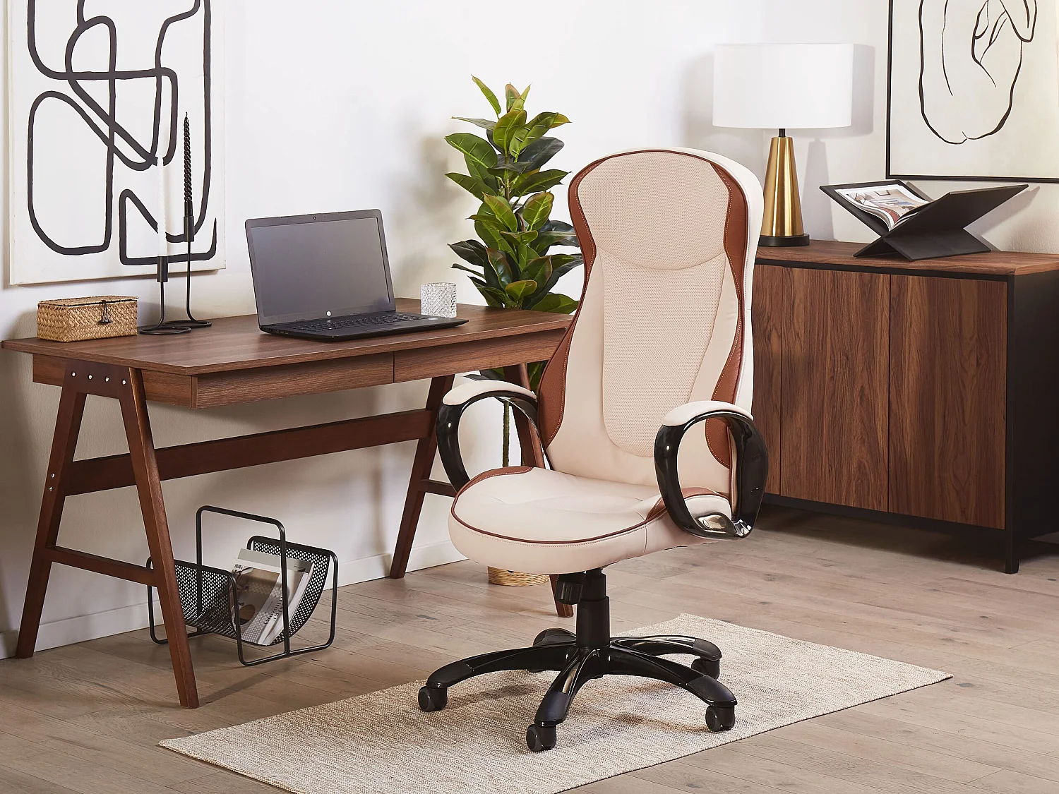 Chefsessel drehbar FELICITY Kunstleder Beige