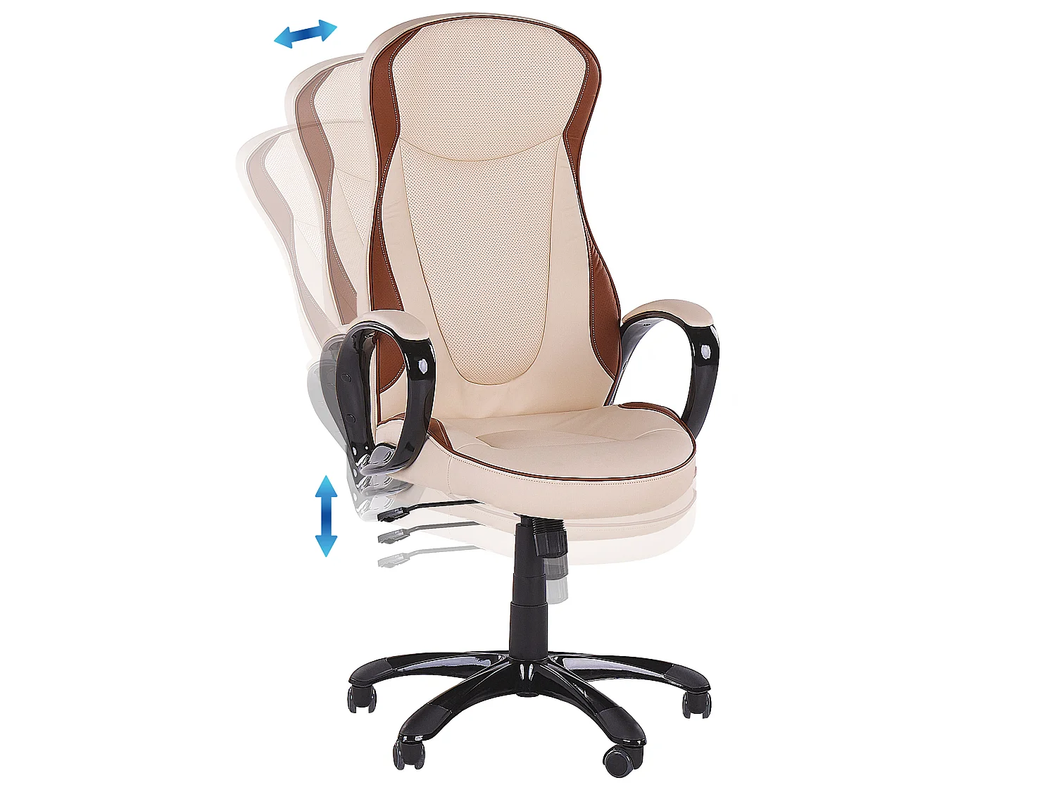 Bürostuhl Kunstleder beige höhenverstellbar drehbar modernes Design Felicity