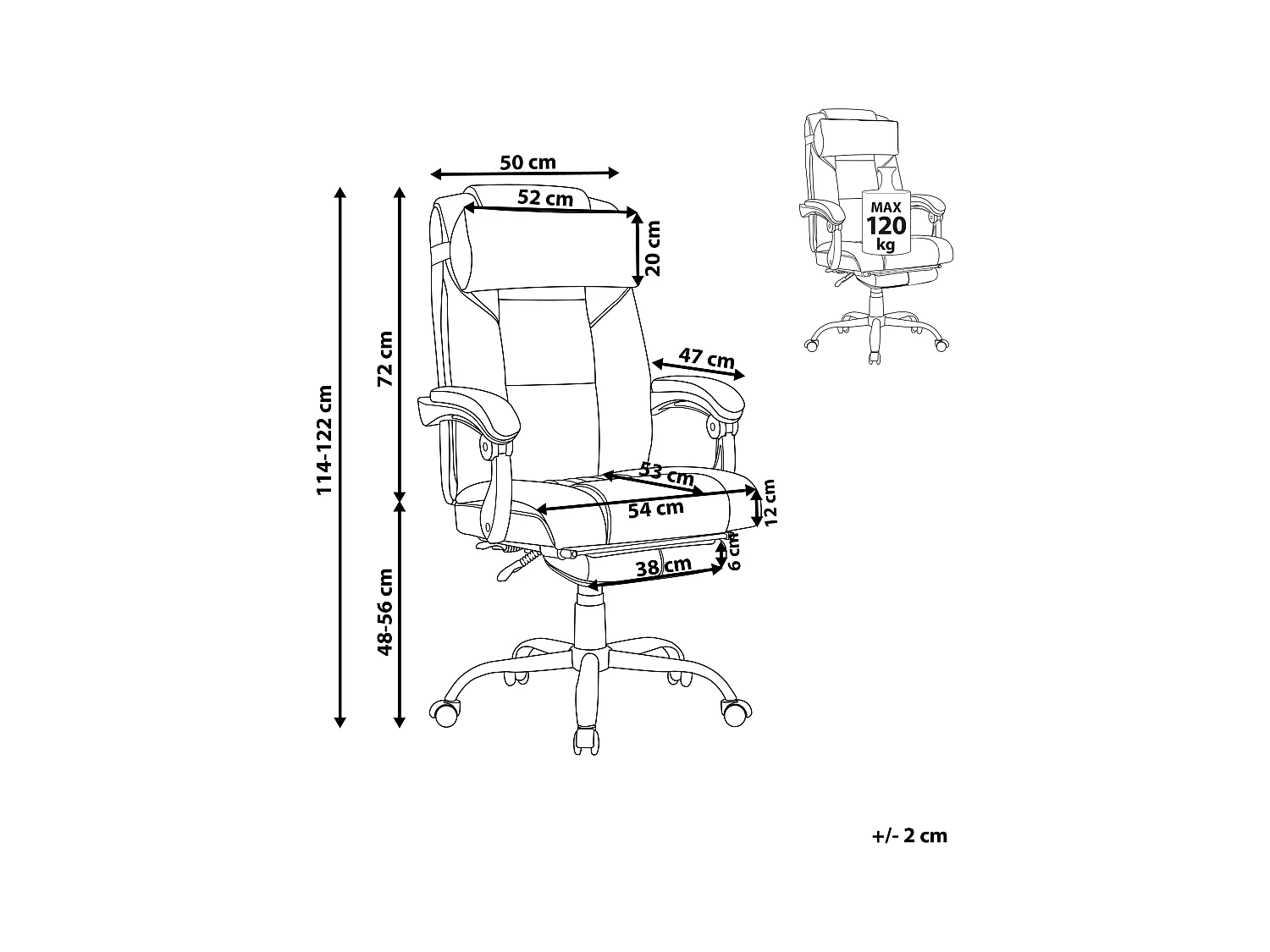 Silla ejecutiva LUXURY Piel sintética Negro