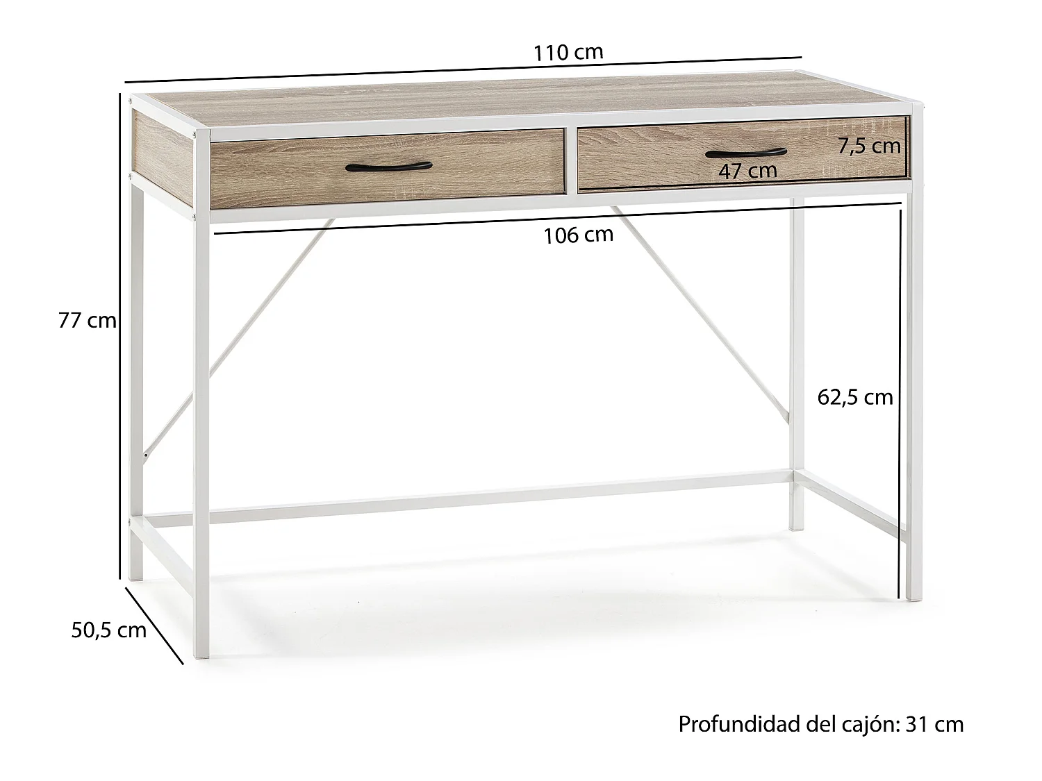 Schreibtisch Tulum Weiß 110 cm