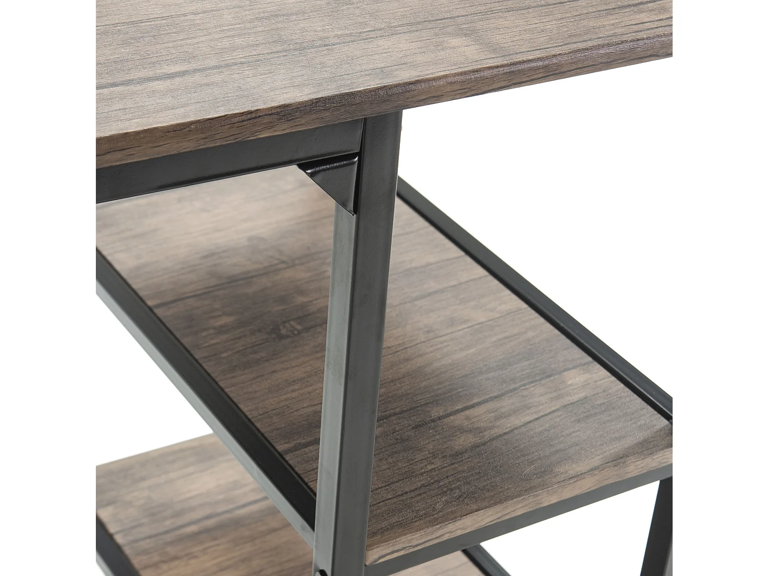 Bureau Colón Noir,Table pour PC, 2 Rayons, Style Industriel, 110 cm Longueur