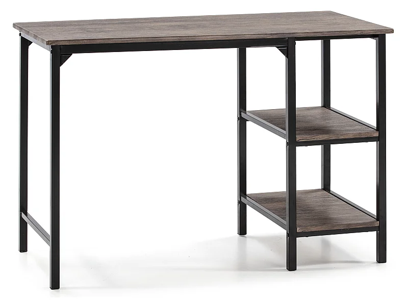 Mesa de Escritorio Colón Negro, Mesa de Ordenador, 2 estantes