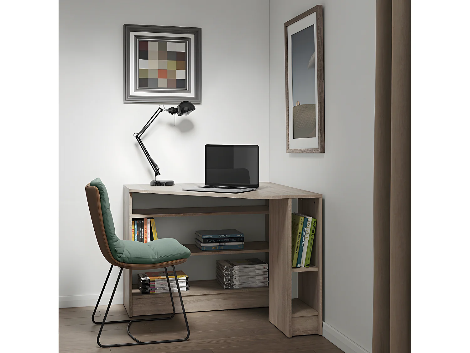 Bureau d'angle PLAN - chêne naturel - TEMAHOME