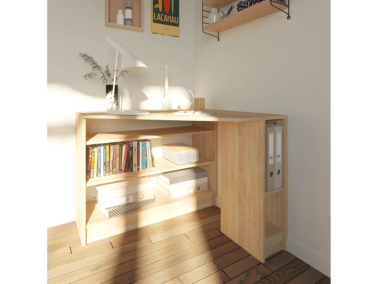 Bureau d'angle PLAN - chêne naturel - TEMAHOME