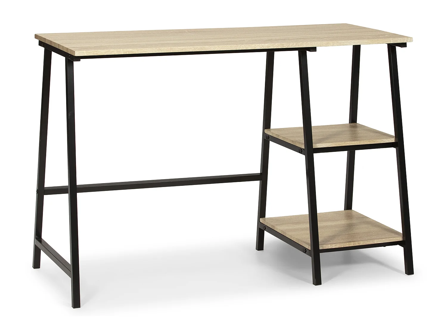 Bureau Lisboa Noir, Table pour PC, Style Industriel, 105 cm Longueur