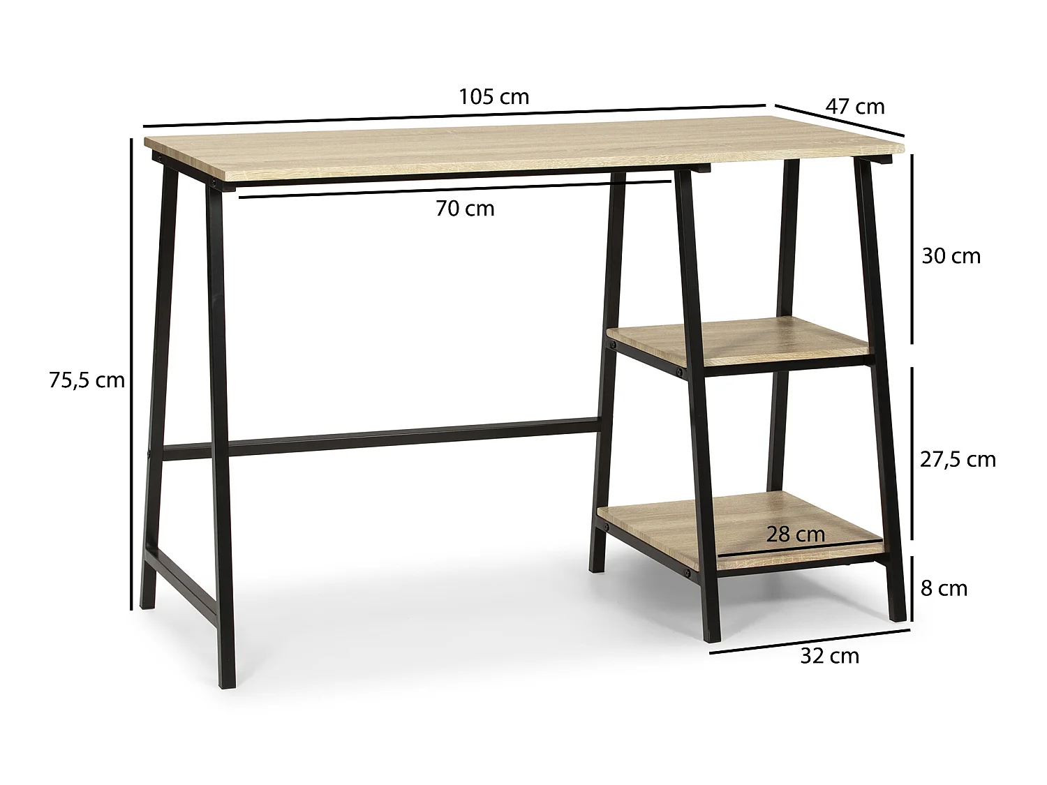 Schreibtisch Lisboa Schwarz 105 cm