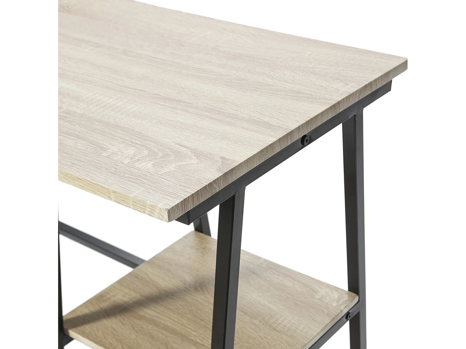 Bureau Lisboa Noir, Table pour PC, Style Industriel, 105 cm Longueur