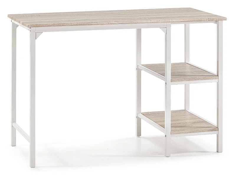 Biurko Colummn Bureau Colón Blanc, Stół na PC, 2 Półki, Styl Przemysłowy, Długość 110 cm.