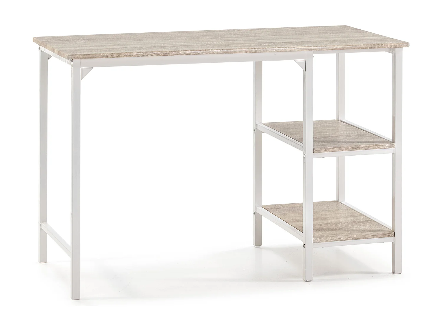 Biurko Colummn Bureau Colón Blanc, Stół na PC, 2 Półki, Styl Przemysłowy, Długość 110 cm.