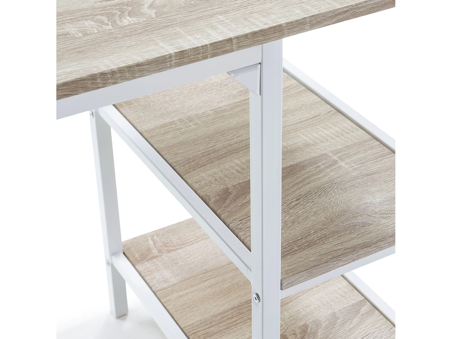 Biurko Colummn Bureau Colón Blanc, Stół na PC, 2 Półki, Styl Przemysłowy, Długość 110 cm.