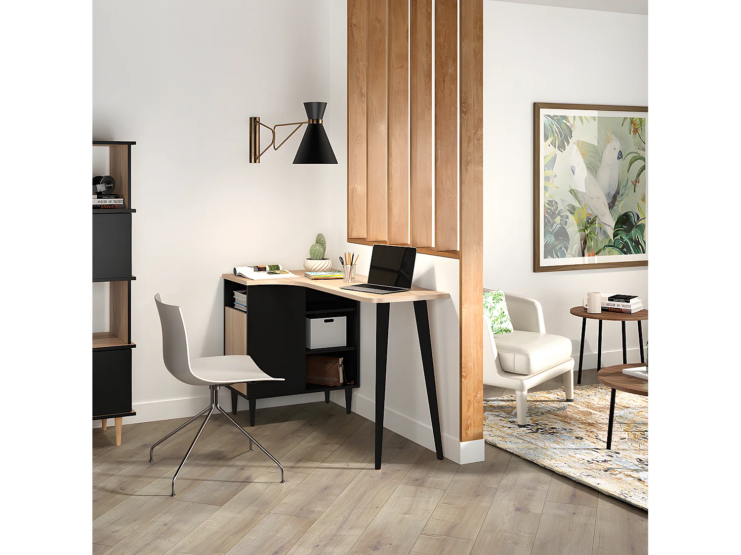 Bureau NOOK Blanc et chêne naturel