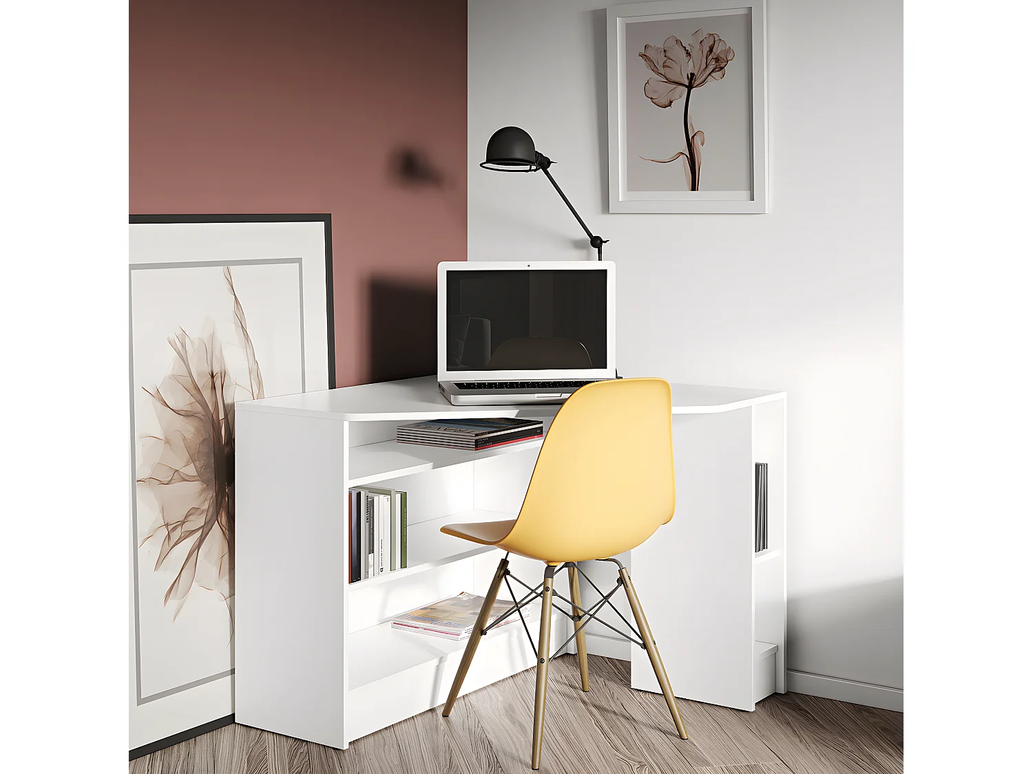 Bureau d'angle PLAN - blanc - TEMAHOME