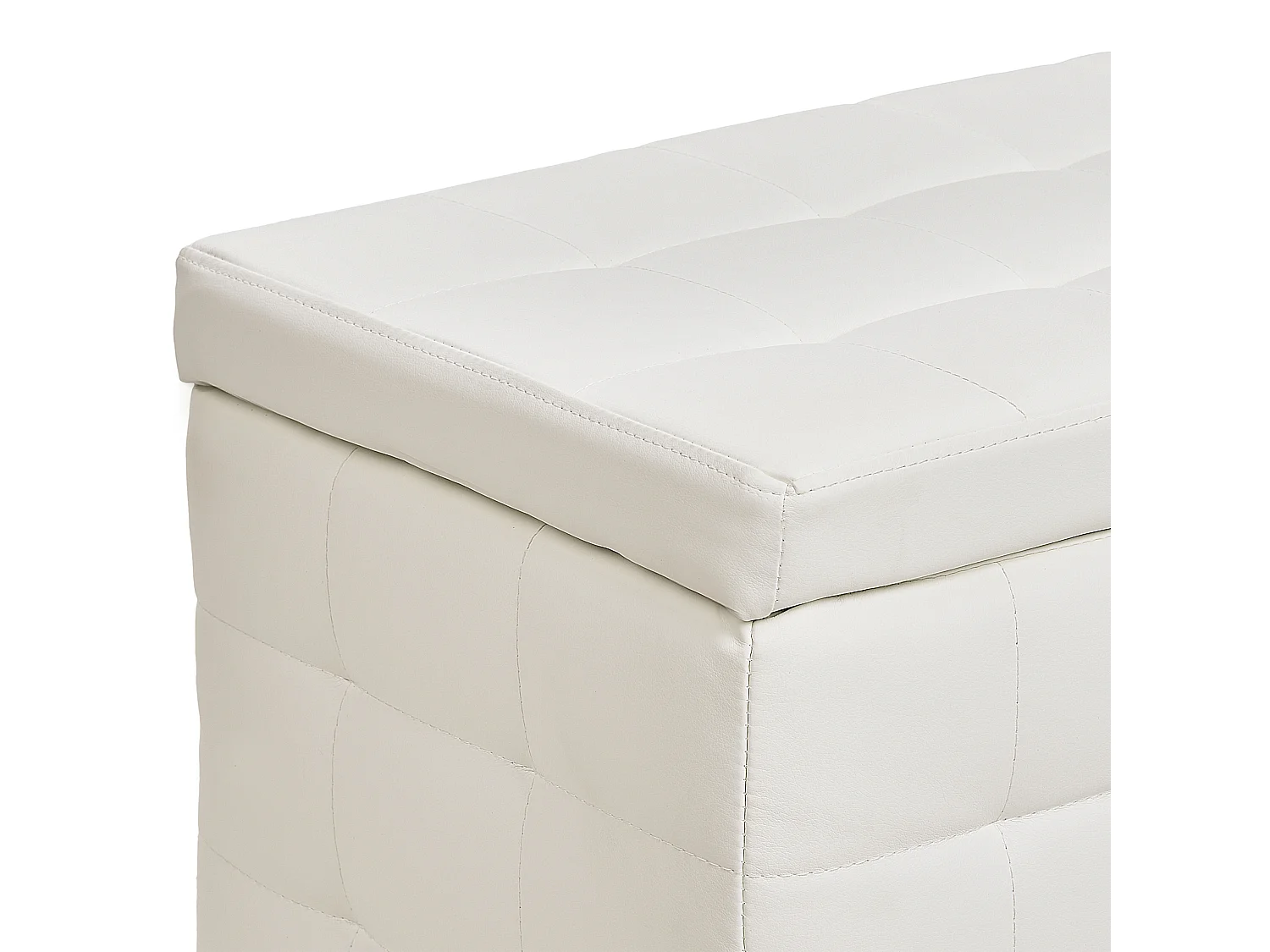 Pouf de rangement MICHIGAN Cuir PU Blanc