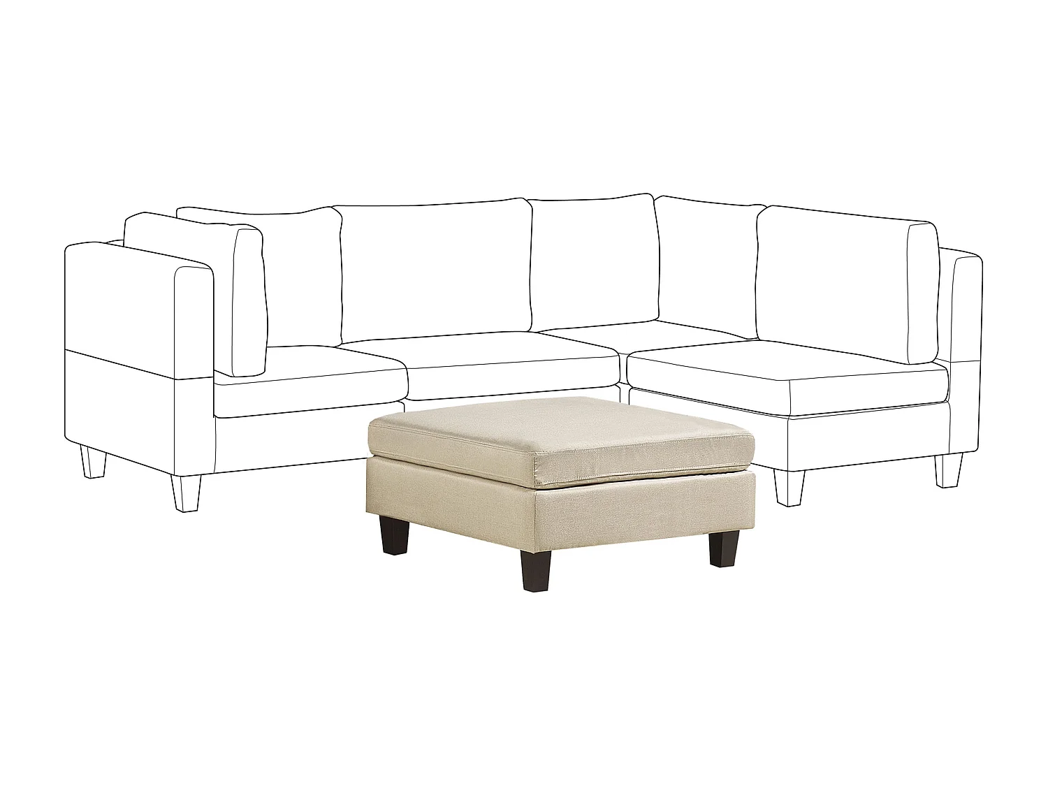 Moderne Ottomane Polsterbezug in Beige Fevik