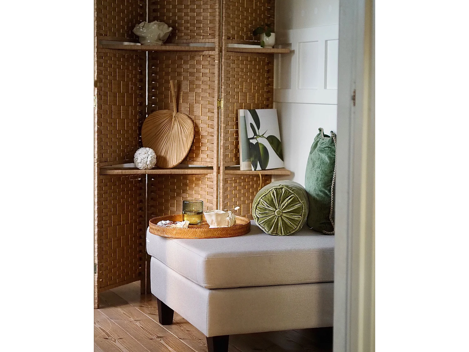 Ottoman FEVIK Tissu Beige