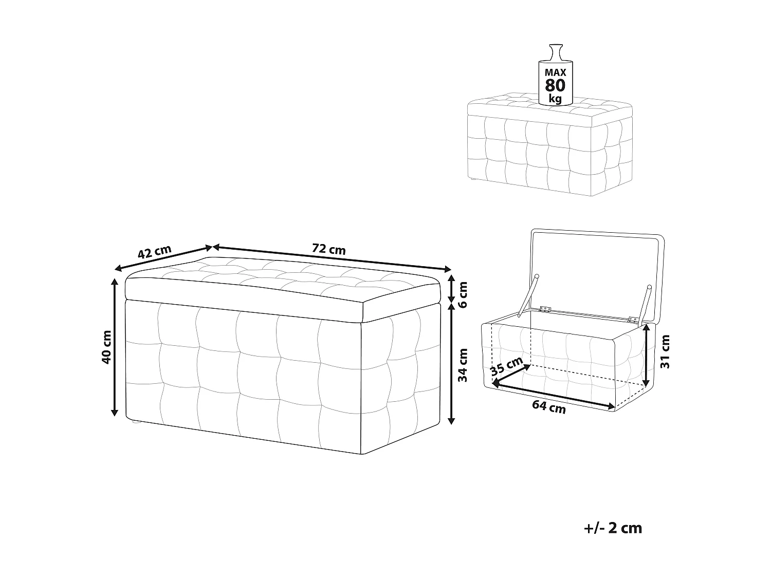 Repousa-pés com arrumação MICHIGAN Veludo Rosa