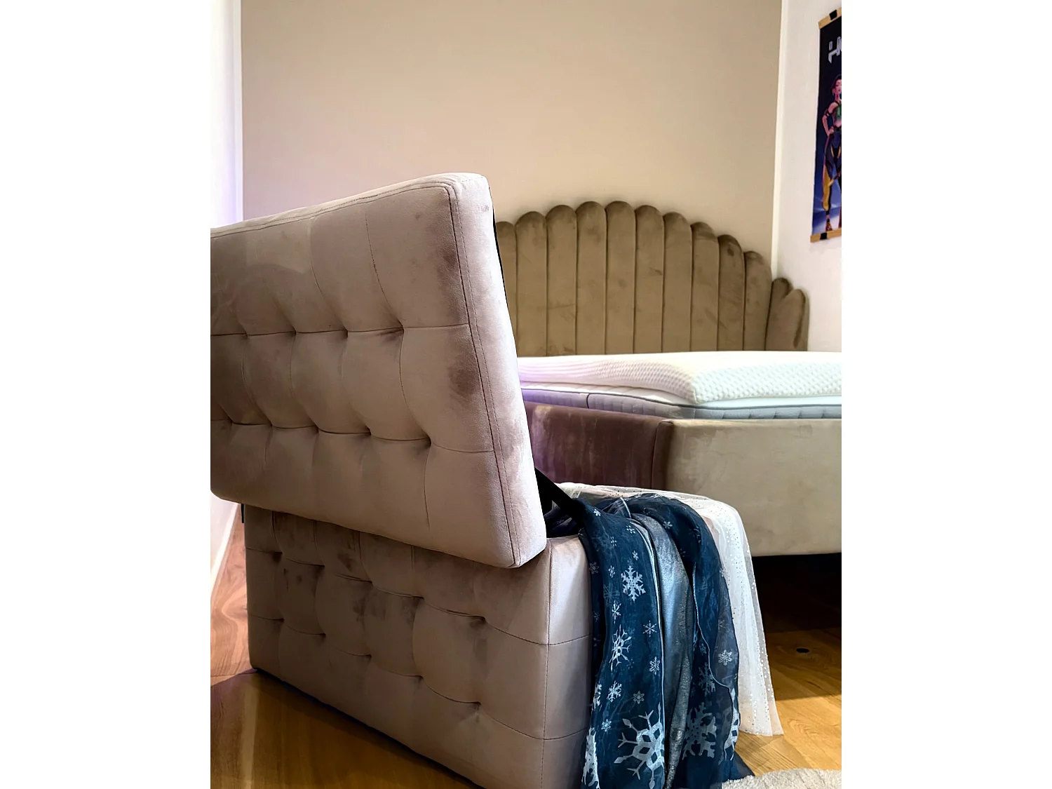 Pouf de rangement MICHIGAN Velours Rose