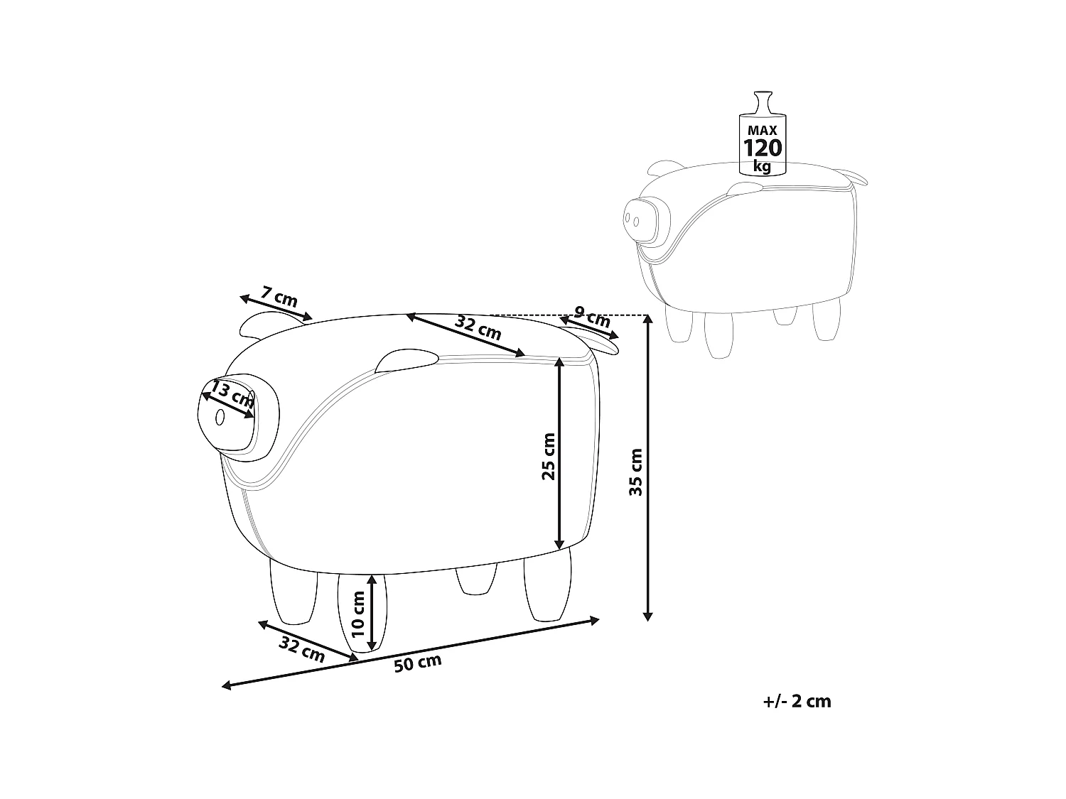 Tierhocker PIGGY Stoff Rosa