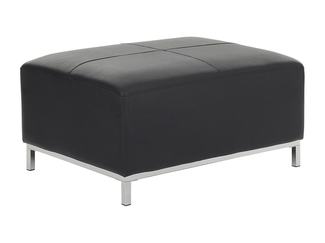 vente unique Ottoman OSLO Cuir Noir