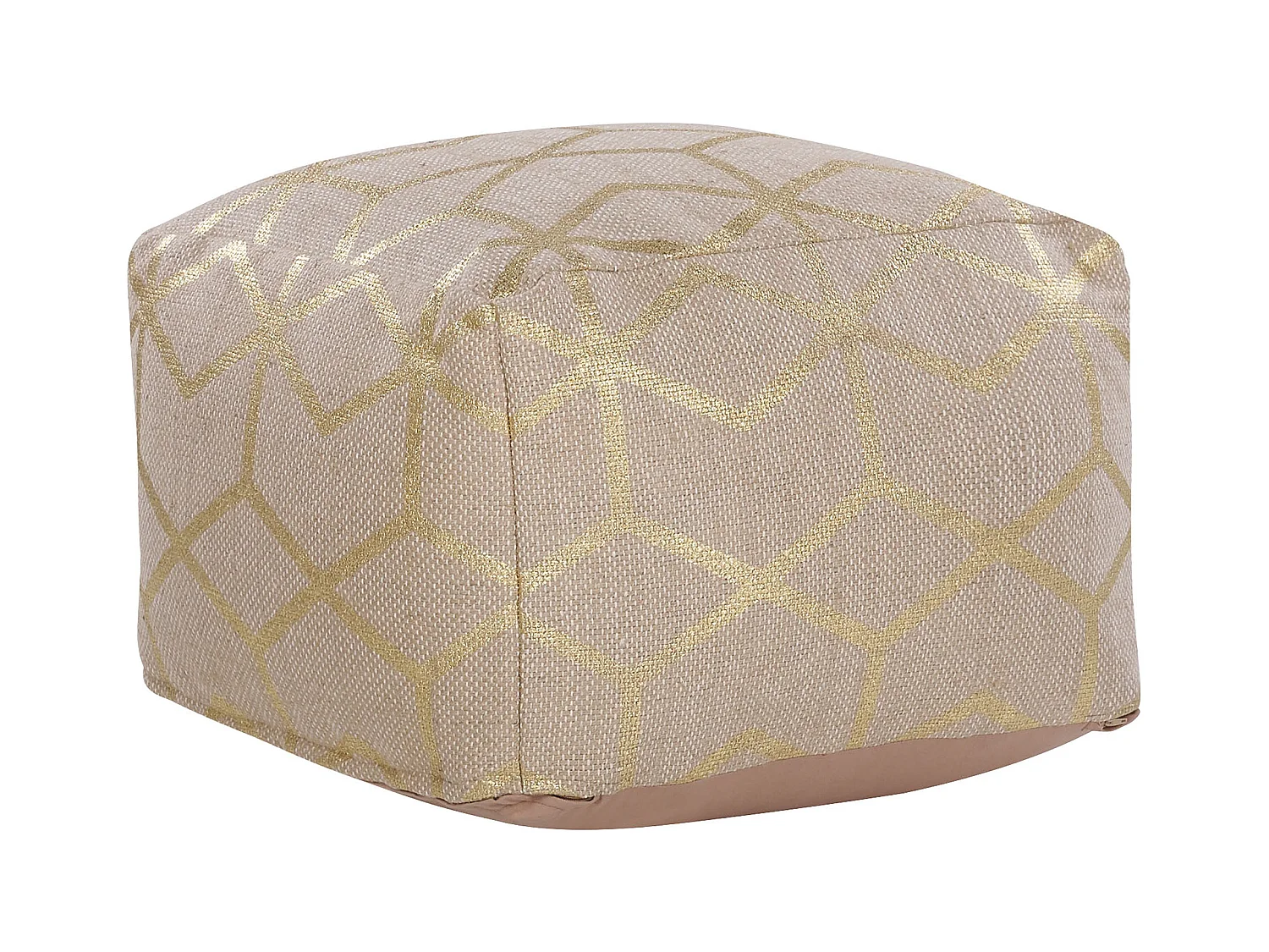 Pouf aus Jutestoff in Beige / Gold 67 x 67 cm Mamala