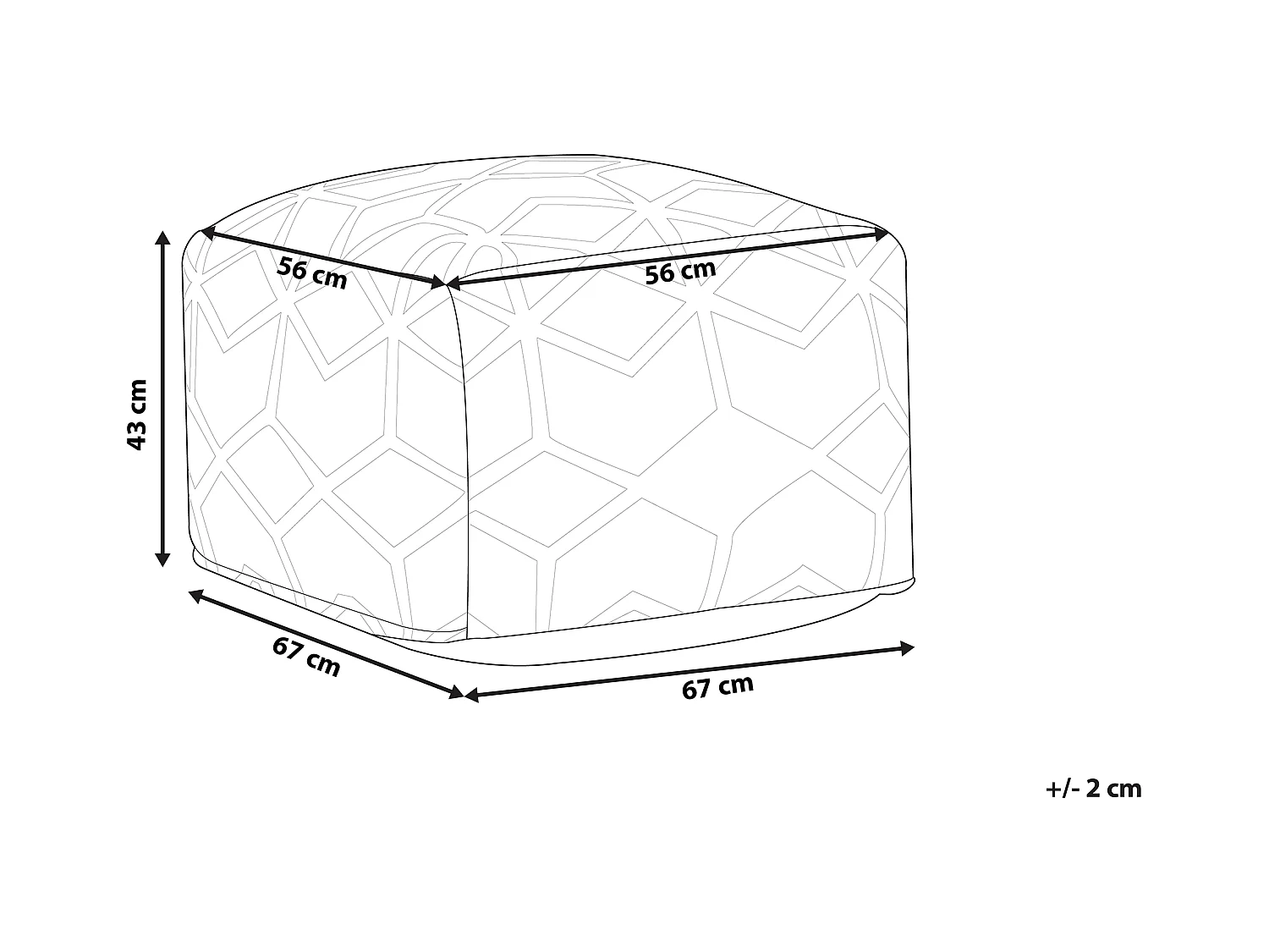 Pufe MAMALA Creme 67 cm 67 cm 43 cm