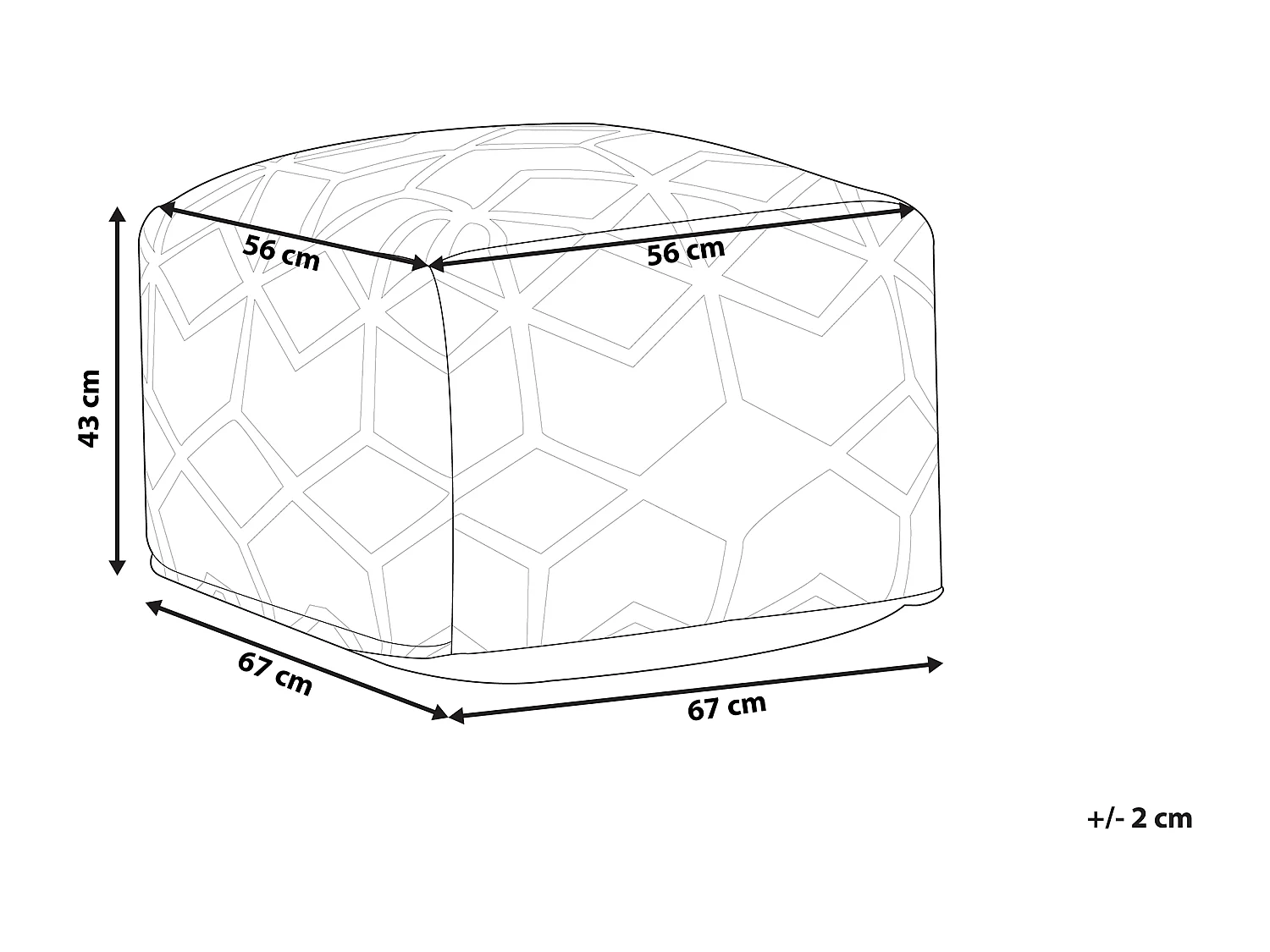Puf MAMALA Beżowy 67 cm 67 cm 43 cm