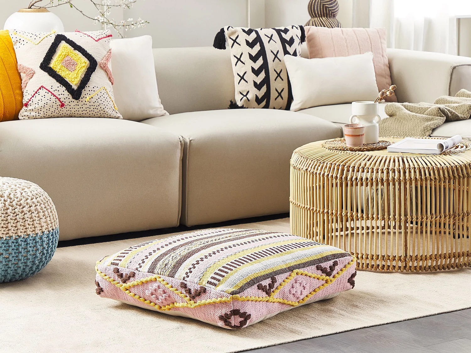 Poef MAPLE Katoen Multicolor 60 cm 60 cm 12 cm