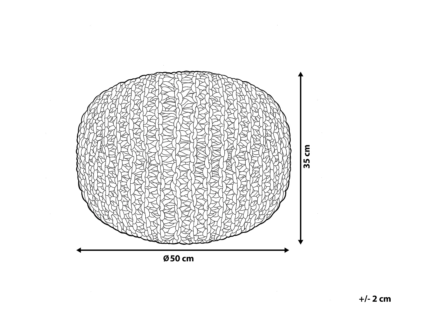 Pouf CONRAD Coton Jaune 50 cm 50 cm 35 cm