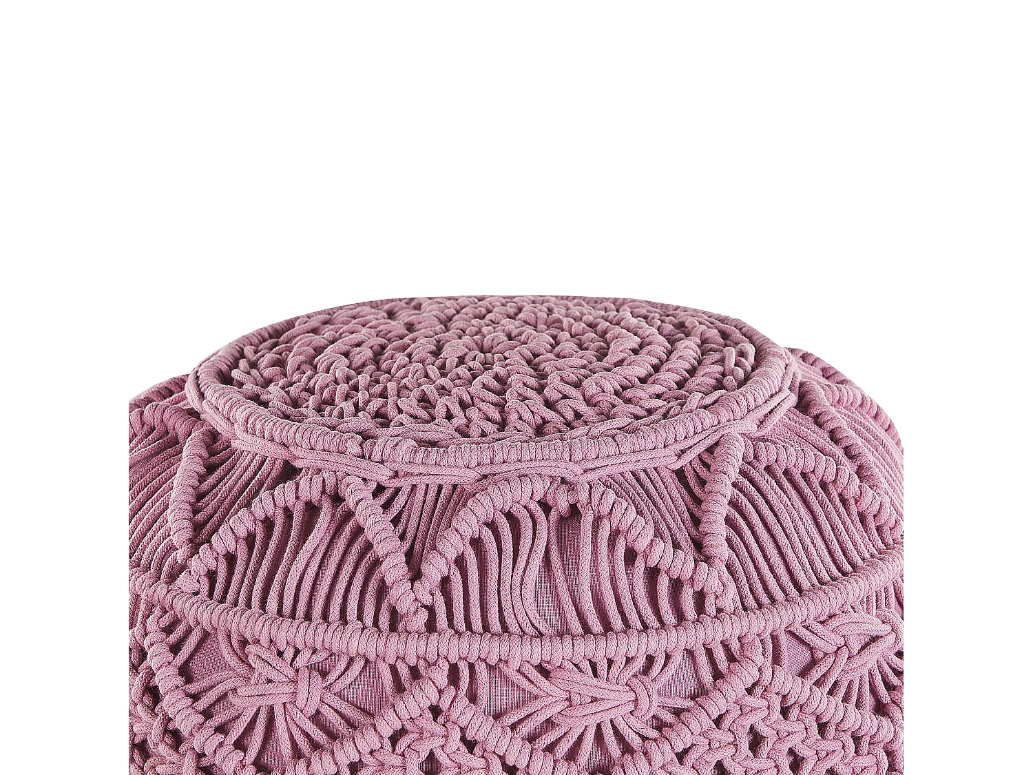 Pouf Macramé KAYSERI Coton Rose