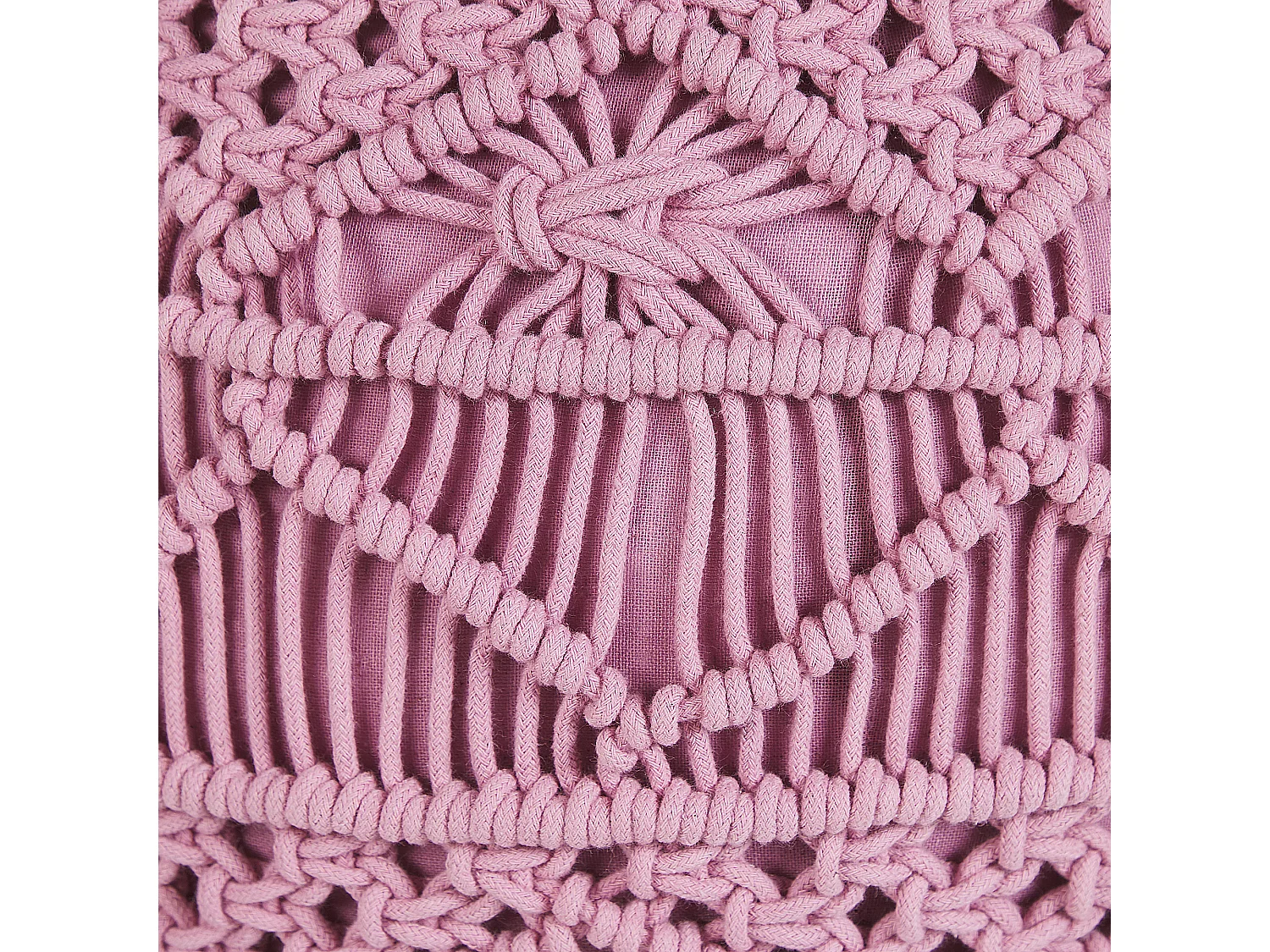 Pouf Macramé KAYSERI Coton Rose