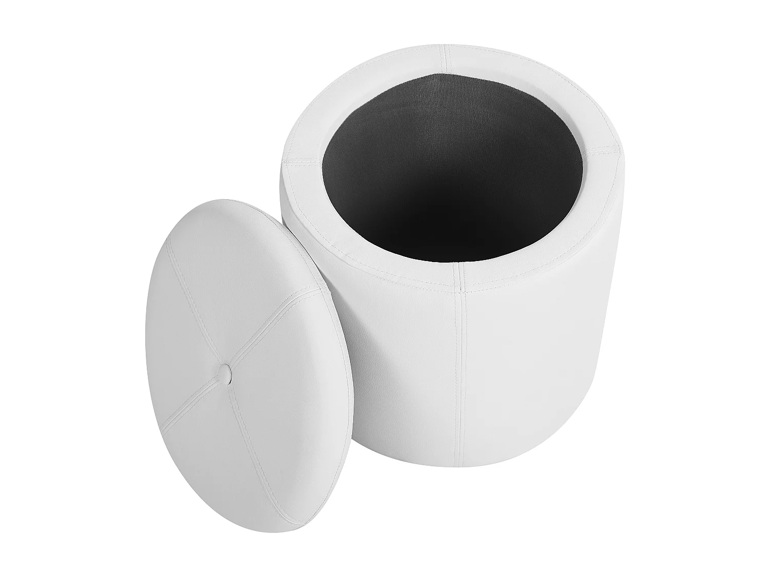 Pouf de rangement MARYLAND Cuir PU Blanc