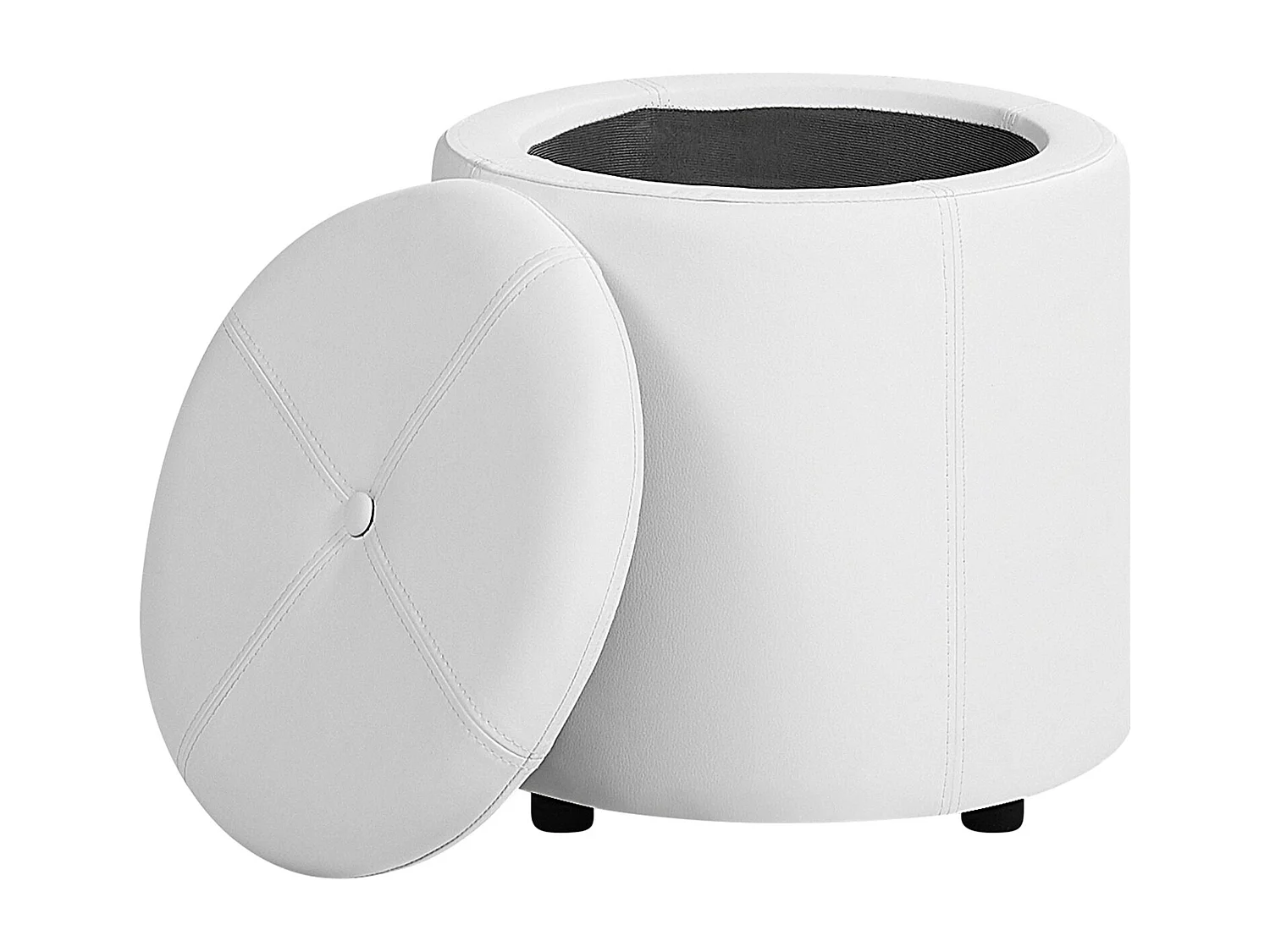 Pouf de rangement MARYLAND Cuir PU Blanc