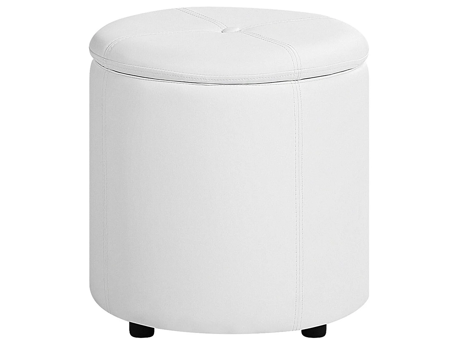 Pouf de rangement MARYLAND Cuir PU Blanc 38 cm 38 cm 40 cm
