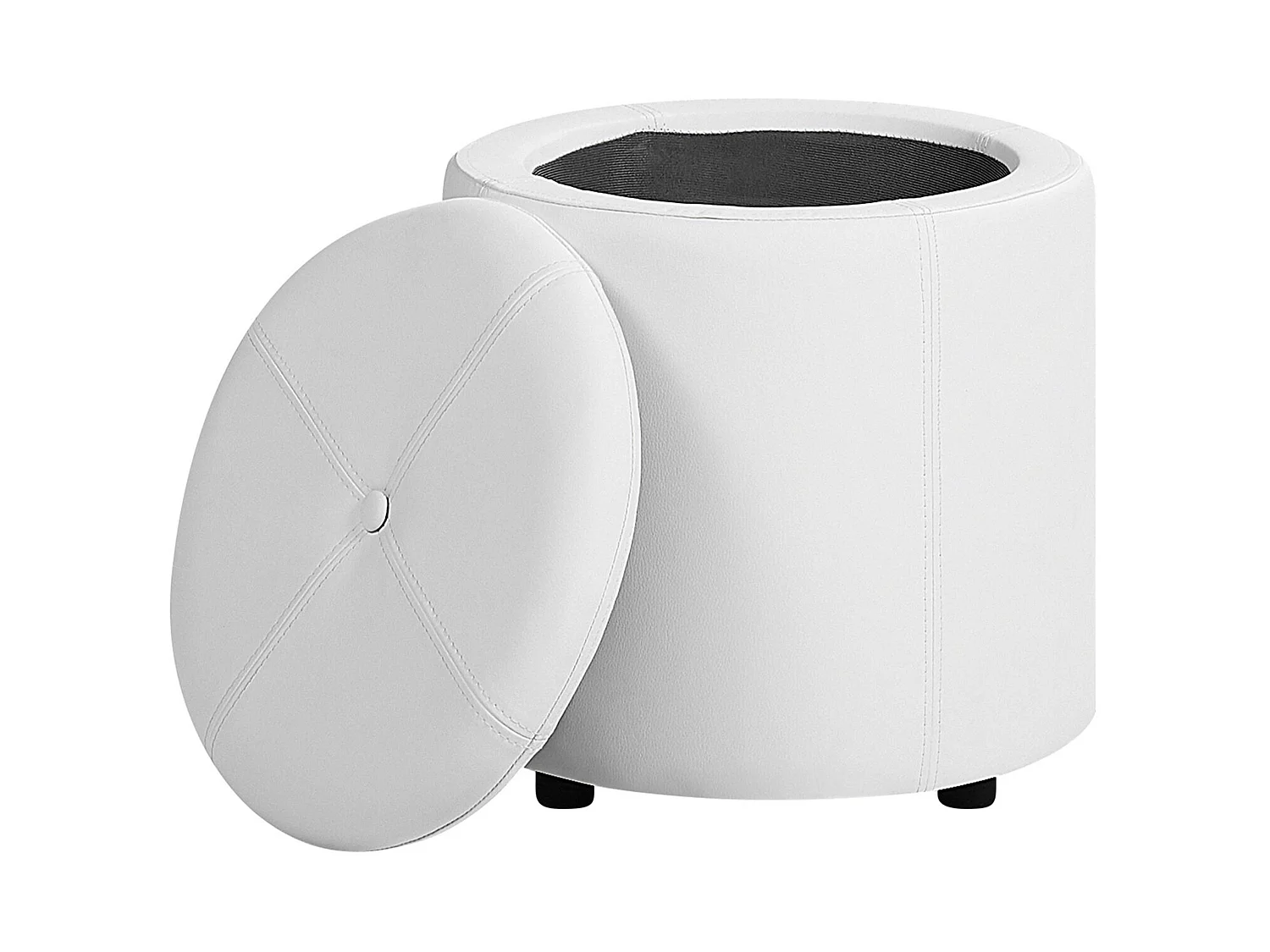 Pouf de rangement MARYLAND Cuir PU Blanc 38 cm 38 cm 40 cm