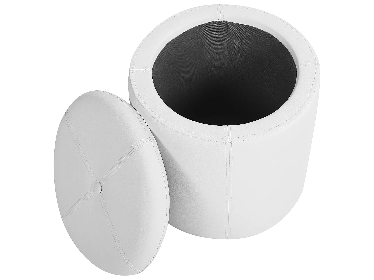 Pouf de rangement MARYLAND Cuir PU Blanc 38 cm 38 cm 40 cm