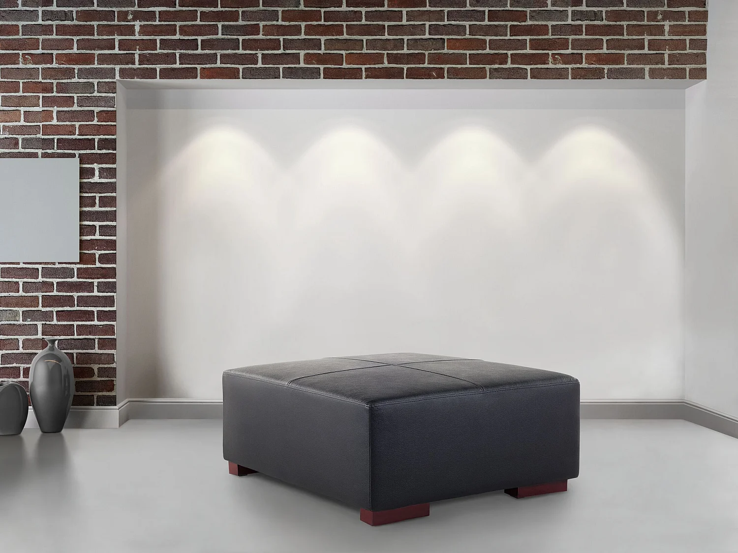 Ottoman LUNGO Noir Cuir