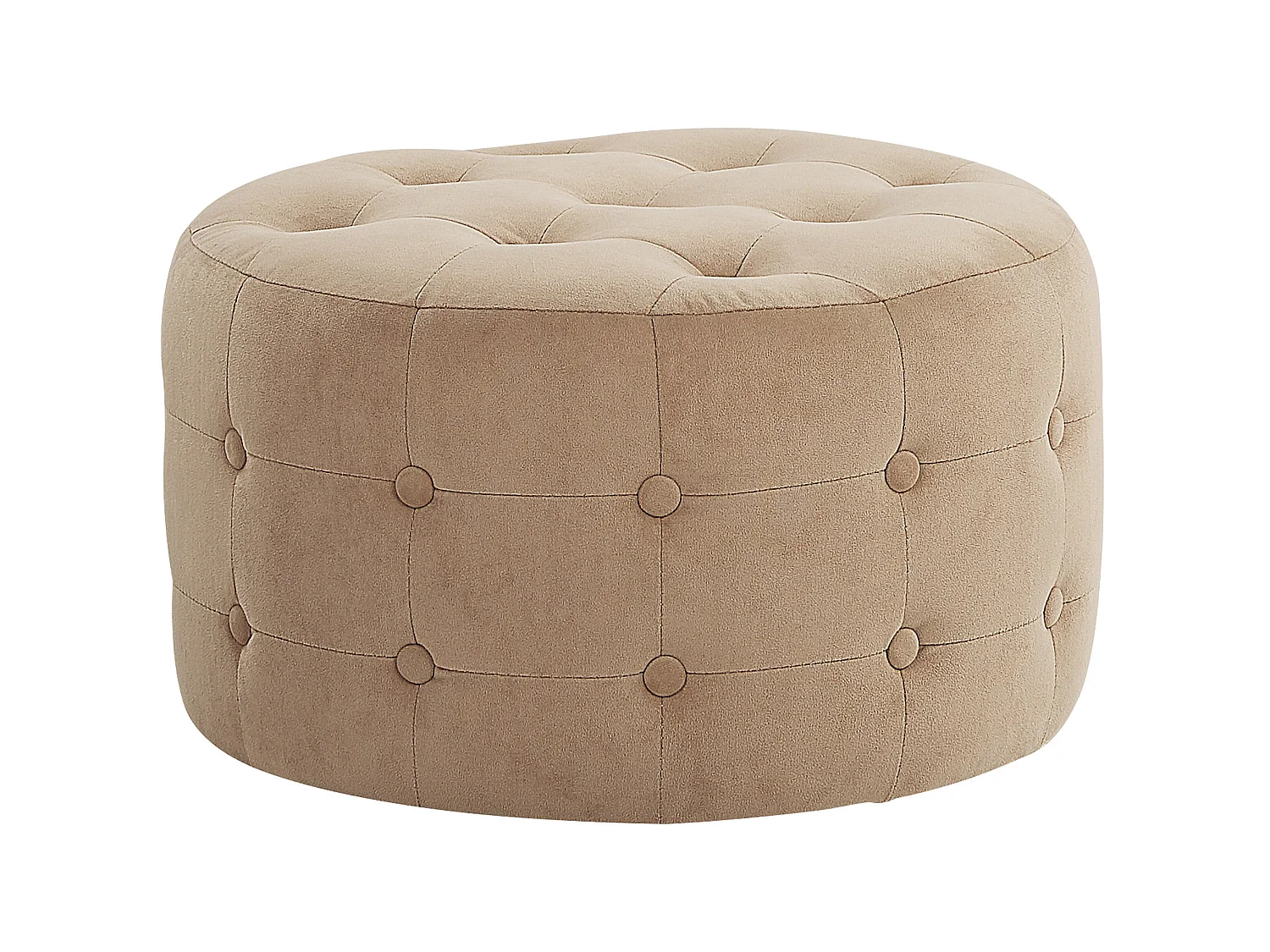 Pouf TAMPA Velours Beige sable 55 cm 55 cm 30 cm