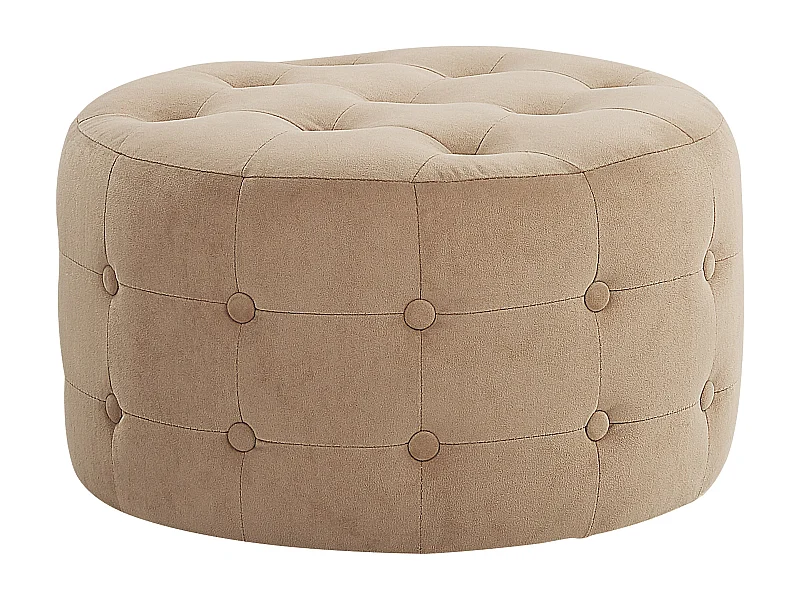Moderner Pouf Samtstoff dekorative Versteppung rund sandbeige Tampa