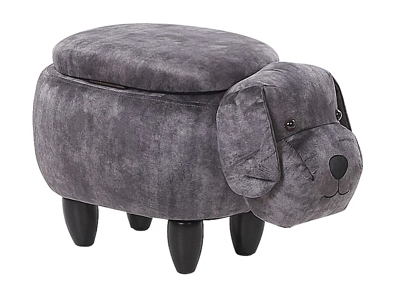 Pouf animaletto in velluto grigio DOGGY